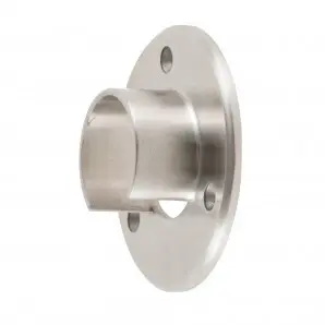 Image of a 42.4mm stainless steel wall plate for handrail or balustrade installation, showcasing its design and features for secure mounting in construction projects.