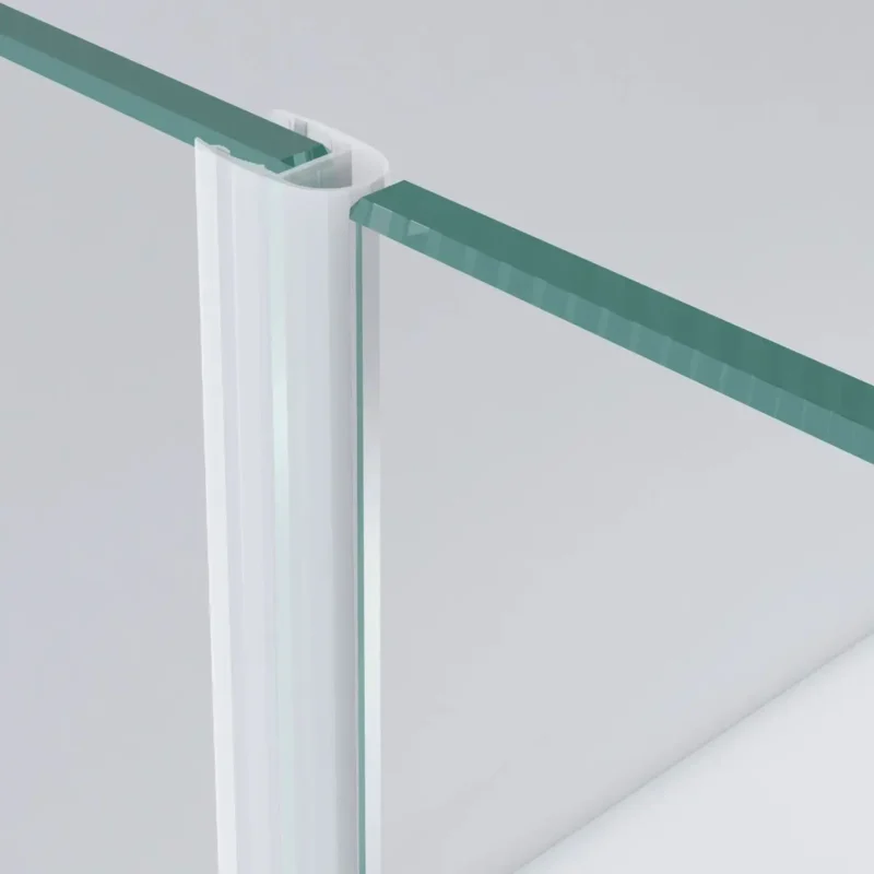 clear toughened glass panels with translucent compression seal betwenn them.