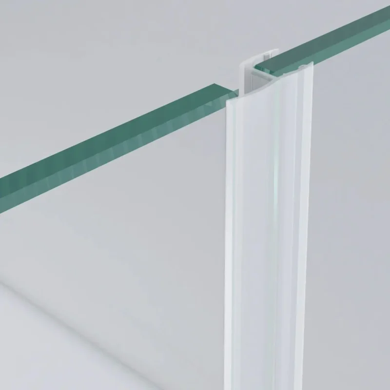 two glass panels with glass to wall seal between.
