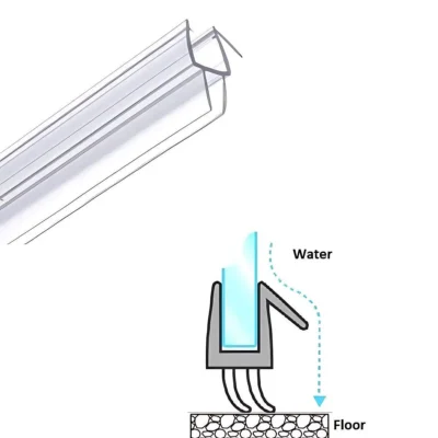 translucent glass to floor seal with technical profile.